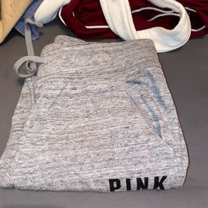 Light gray joggers pink